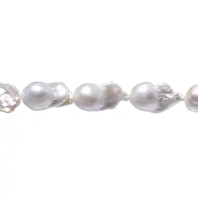 Strang Barockperle, Süßwasser-Perle, creme-weiß, 13-20 x 9-10mm | Marco Schreier