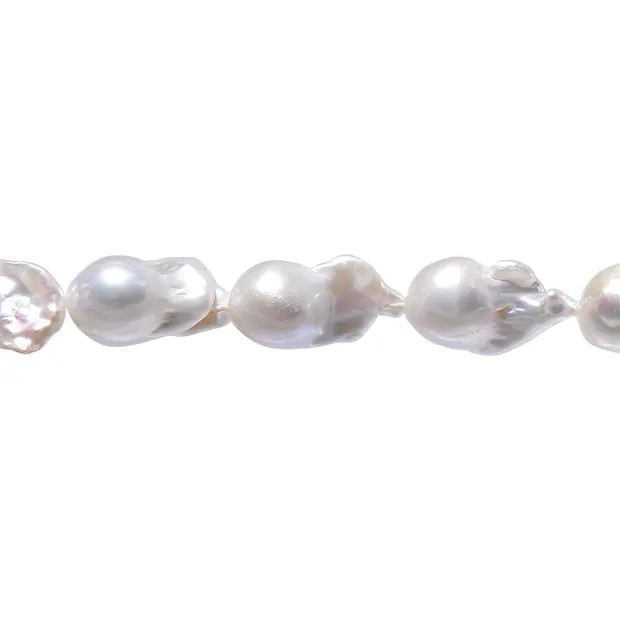 Strang Barockperle, Süßwasser-Perle, creme-weiß, 13-20 x 9-10mm | Marco Schreier