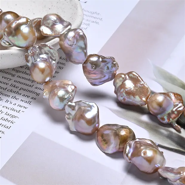 Drop strand, freshwater pearl (natural mixed), 17-23 x 12-14mm | Marco Schreier