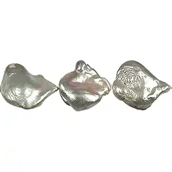 141841404252 Baroque pearl strand with nucleus, silver-grey, approx. 20 - 25mm | Marco Schreier