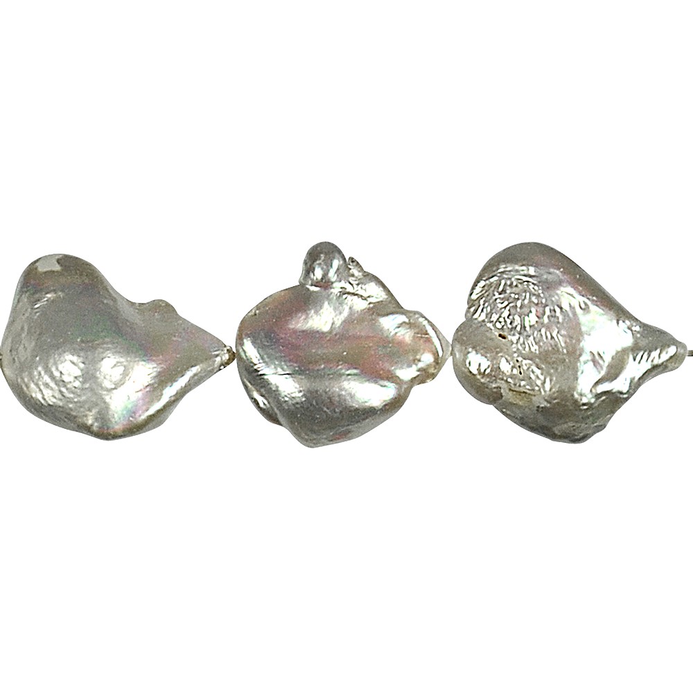 Baroque pearl strand with nucleus, silver-grey, approx. 20 - 25mm | Marco Schreier