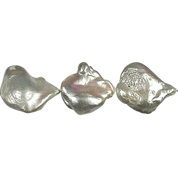 Filo di perle barocche con nucleo, grigio argento, ca. 20 - 25 mm | Marco Schreier