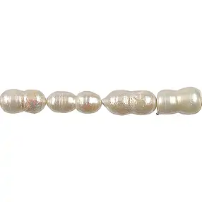Rang de colliers Peanut, perle d'eau douce blanche, 20-30 x 10-12mm | Marco Schreier