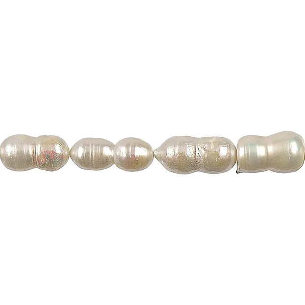 Strang Peanut, Süßwasser-Perle weiß, 20-30 x 10-12mm | Marco Schreier