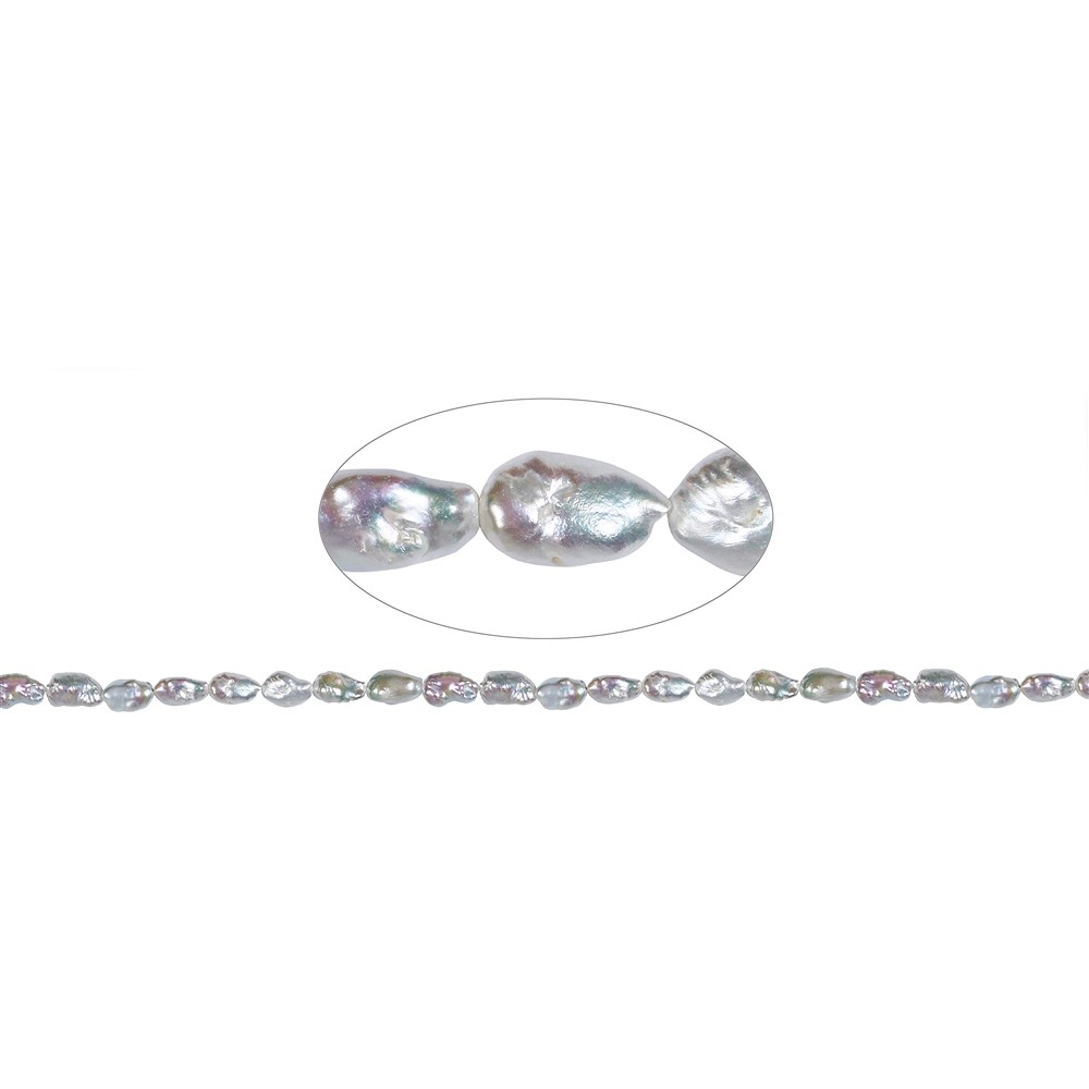 Rang de colliers Baroque Freeform, perle d'eau douce, blanc-crème, 18 x 07-11mm | Marco Schreier