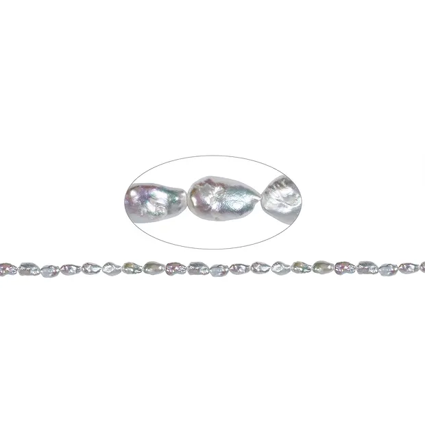 Strang Barock Freeform, Süßwasser-Perle, creme-weiß, 18 x 07-11mm | Marco Schreier