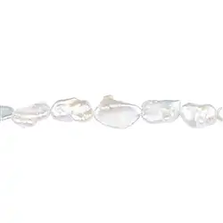 141841409014 Strang Barock Freeform, Süßwasser-Perle, creme-weiß, 10-20 x 09-13mm | Marco Schreier