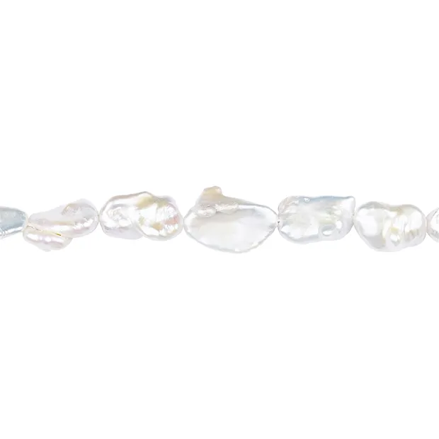 Strang Barock Freeform, Süßwasser-Perle, creme-weiß, 10-20 x 09-13mm | Marco Schreier