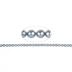 141841409020 Rang de collier rond, perle d'eau douce bleu-gris (teintée), 06mm | Marco Schreier