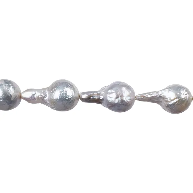 Strang Tropfen, Süßwasser-Perle, creme-weiß, 19-35 x 13-18mm | Marco Schreier