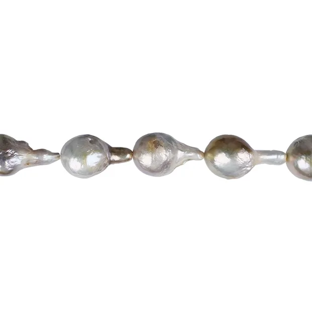 Drop strand, freshwater pearl, cream-white, 19-37 x 13-19mm | Marco Schreier
