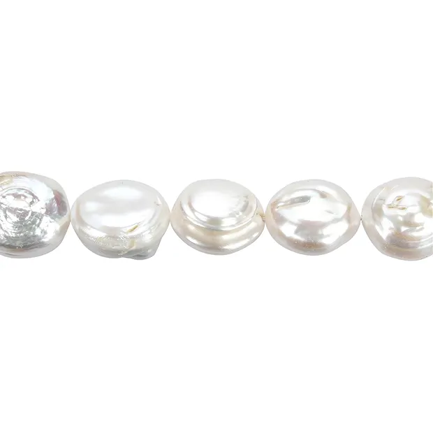 Strand freeform flat, freshwater pearl, cream-white, 20mm | Marco Schreier