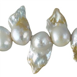 141841411014 Tiras barrocas con enganches, perla de agua dulce, blanco crema, 16-18 x 23-28mm | Marco Schreier