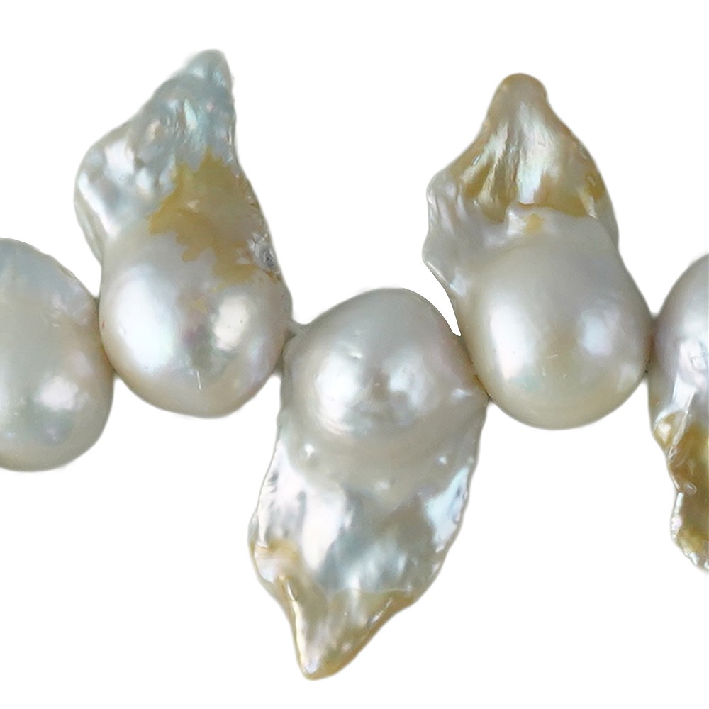 Fili barocchi con attacchi, perla d'acqua dolce, bianco crema, 16-18 x 23-28 mm | Marco Schreier