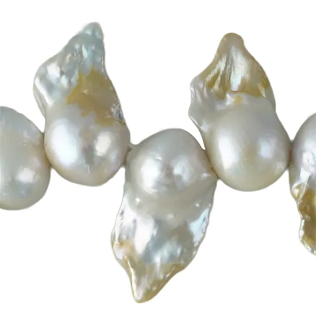 Fili barocchi con attacchi, perla d'acqua dolce, bianco crema, 16-18 x 23-28 mm | Marco Schreier