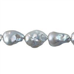 141841412254 Tira de gota barroca, perla de agua dulce, gris plateado, 16-23 x 10-13mm | Marco Schreier