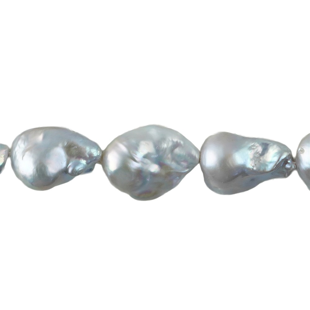Tira de gota barroca, perla de agua dulce, gris plateado, 16-23 x 10-13mm | Marco Schreier