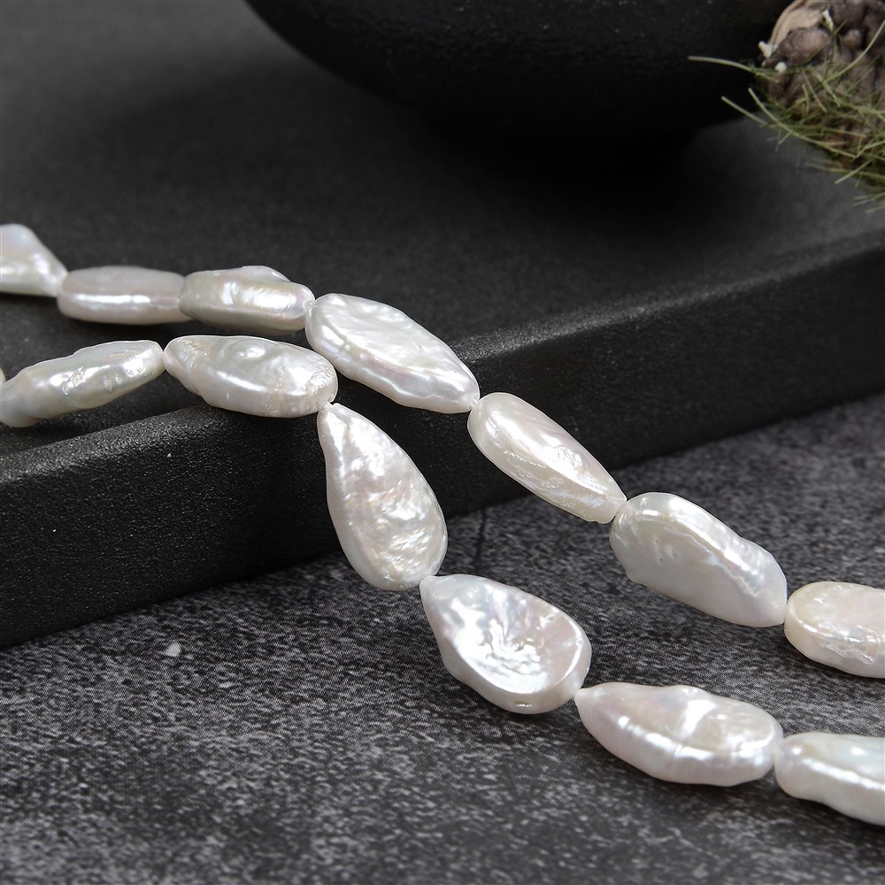 Strand gota plana, perla de agua dulce, 014 x 08mm | Marco Schreier