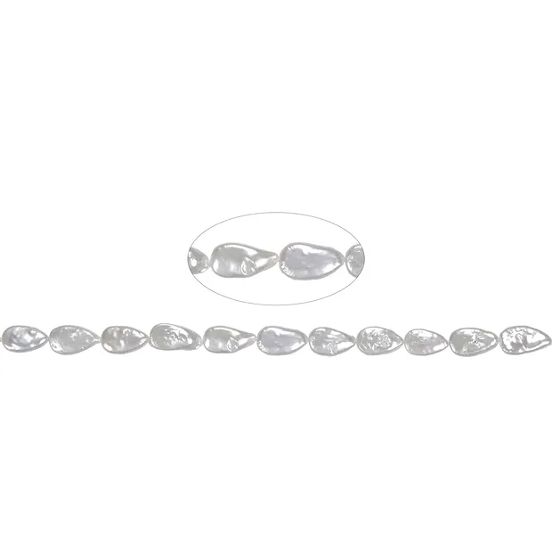 Rang de colliers goutte plate, perle d'eau douce, 014 x 08mm | Marco Schreier
