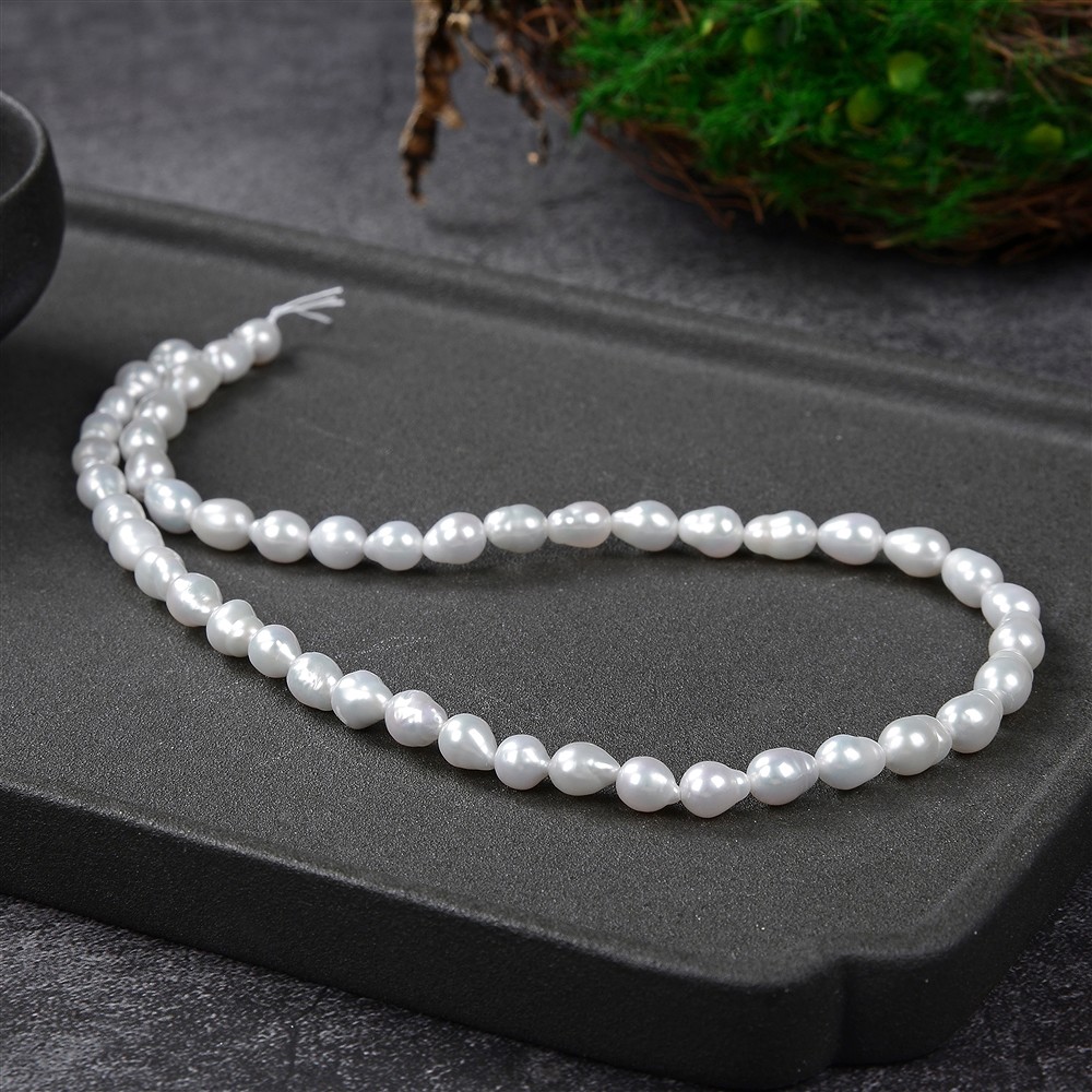 Rang de colliers goutte, perle d'eau douce, blanc-crème, 06 - 07mm | Marco Schreier