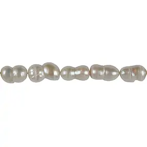 Strang Peanut, Süßwasser-Perle, weiß-creme, 15-20 x 10-12mm | Marco Schreier