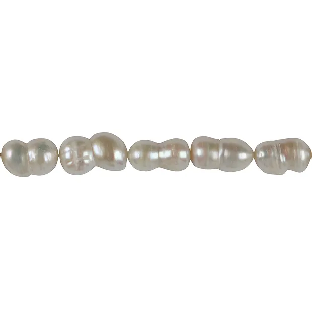 Strang Peanut, Süßwasser-Perle, weiß-creme, 15-20 x 10-12mm | Marco Schreier