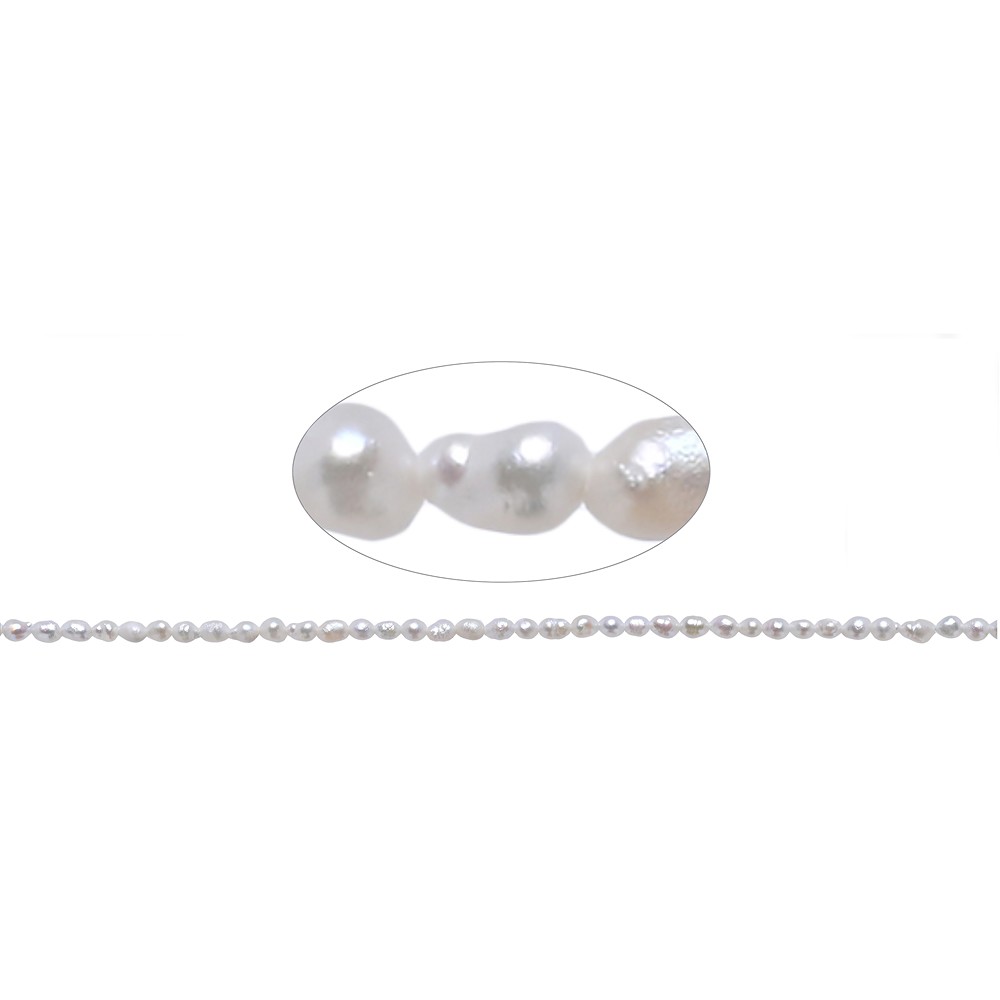 Rang de colliers Peanut, perle d'eau douce, blanc-crème, 04 x 02,5-03mm | Marco Schreier