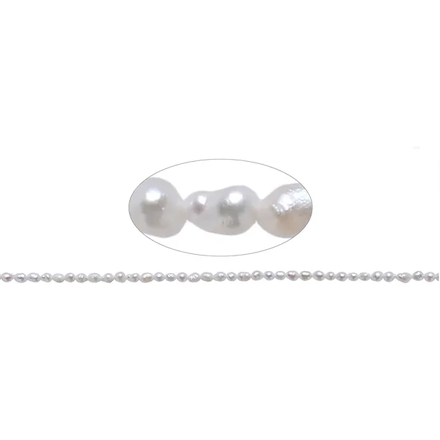 Filo di arachidi, perla d'acqua dolce, bianco-crema, 04 x 02,5-03 mm | Marco Schreier
