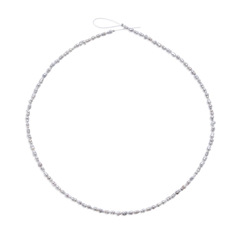 Collar Keshi, perla de agua dulce, gris-plata, 04 x 02,5-03mm (39cm)  | Marco Schreier