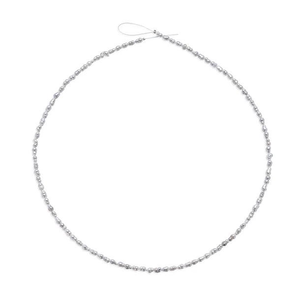 Collar Keshi, perla de agua dulce, gris-plata, 04 x 02,5-03mm (39cm) | Marco Schreier