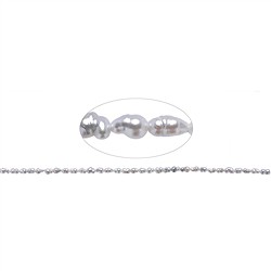 141841502140 Collar Keshi, perla de agua dulce, gris-plata, 04 x 02,5-03mm (39cm)  | Marco Schreier