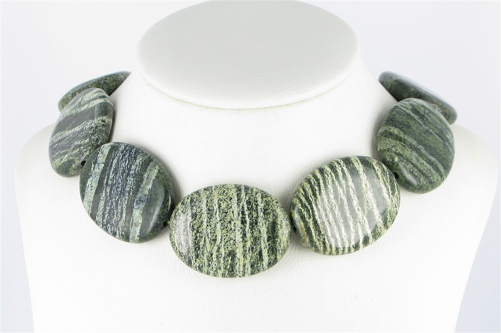 Strand Lense, Serpentine (Silver Eye), 40x30mm | gems, healing stones & jewelry