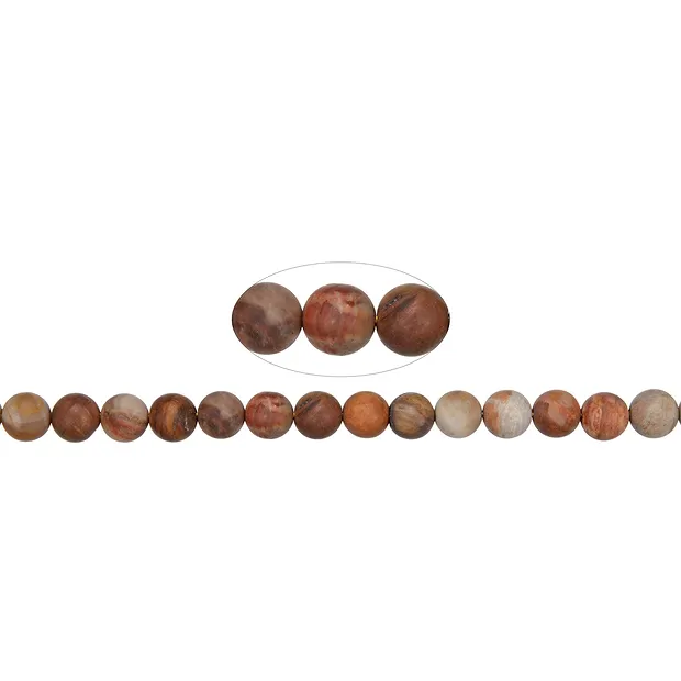 Cuentas de piedras preciosas, Madera petrificada, mate, 08mm (38cm) | Marco Schreier