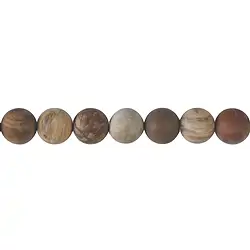 141870101010 Strang Kugeln, versteinertes Holz, matt, 12mm (38cm) | Marco Schreier