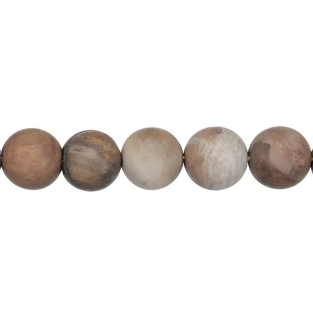 String Beads, Petrified Wood, matt, 14mm (38cm) | gems, healing stones & jewelry