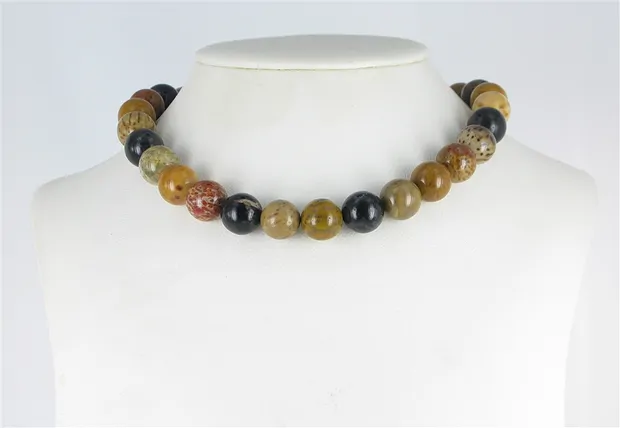 String Beads, Petrified Palm Wood, 14mm | wholesaler gems & healing stones