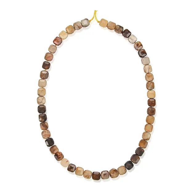 Strand of cubes, Petrified Wood, 08 x 08 x 08mm, faceted | Marco Schreier