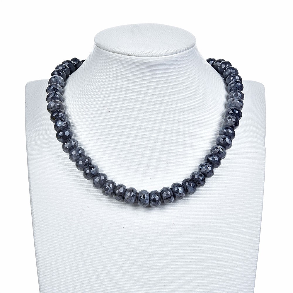Rang de collier Boutons, Larvikite, à facettes, 12mm (39cm) | Marco Schreier