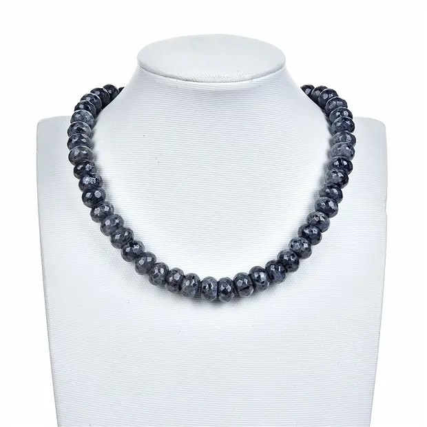 Rang de collier Boutons, Larvikite, à facettes, 12mm (39cm) | Marco Schreier