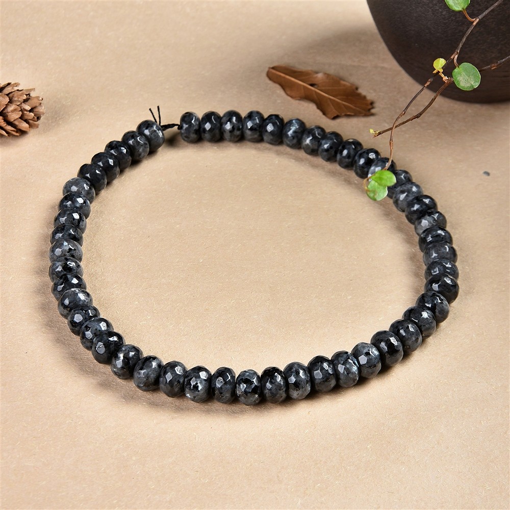 Rang de collier Boutons, Larvikite, à facettes, 12mm (39cm) | Marco Schreier