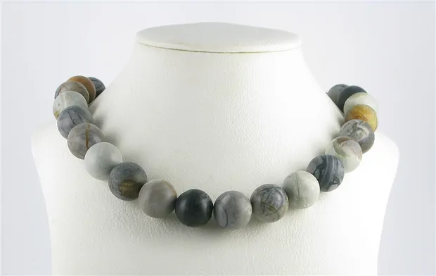 String Beads, Picasso Marble, matt, 16mm | wholesaler gems & healing stones