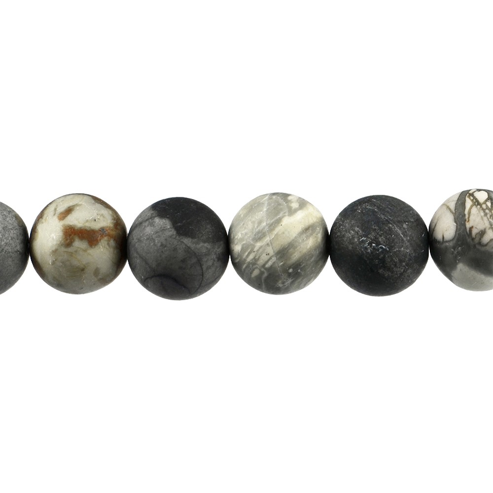 Rang de collier boules, Jaspe-Picasso (Calcaire), mat, 20mm | Marco Schreier