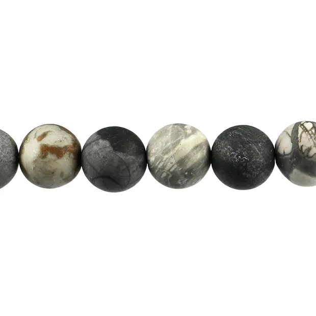 Rang de collier boules, Jaspe-Picasso (Calcaire), mat, 20mm | Marco Schreier