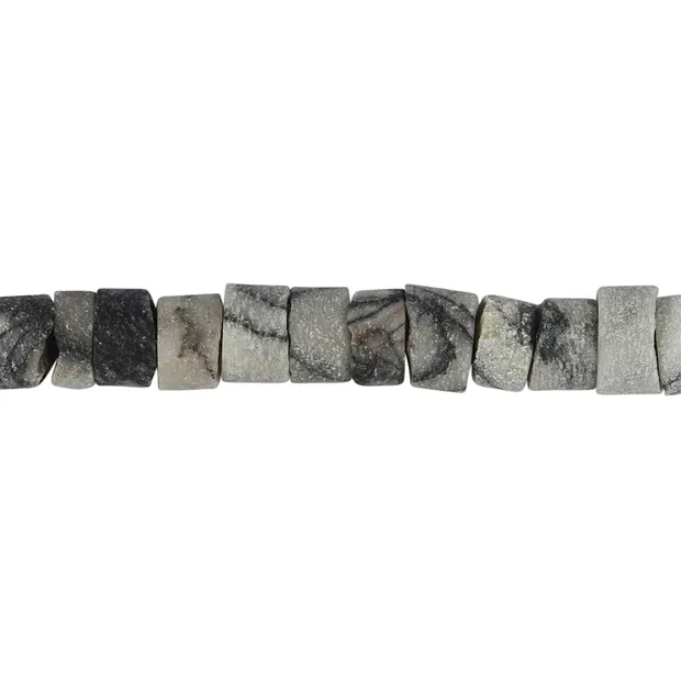 Rang de colliers, Jaspe-Picasso (Calcaire), mat, 03-04 x 05mm (39cm) | Marco Schreier