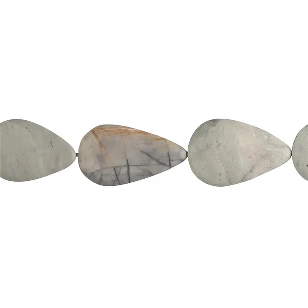 Rang de colliers Gouttes plates, Jaspe-Picasso (Calcaire), 30-40 x 22-25mm | Marco Schreier