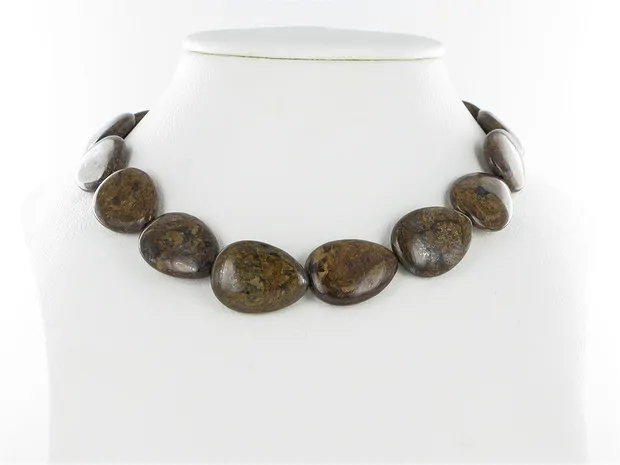 Filo di goccia piatto, Bronzite, 25 x 18 mm | grossista gemme e pietre curative