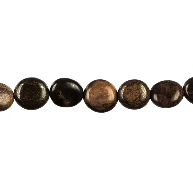 Strand of nuggets flat, Bronzite, 10mm | Schreier gems, healing stones & jewelry