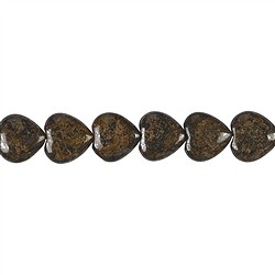 141941104620 Heart strand, Bronzite, 14 x 14mm | wholesaler gems, healing stones & jewelry