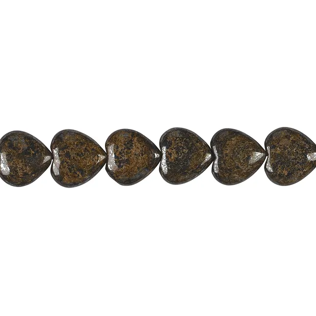 Strang Herz, Bronzit, 14 x 14mm | Großhändler Edelsteine, Heilsteine & Schmuck