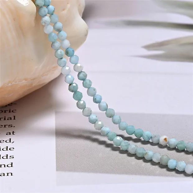 Rang de collier boules, Larimar, à facettes, 02mm (39cm) | Marco Schreier